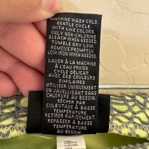 Mossimo Green and Grey Straight Pencil Lace Skirt Back Slit Stretch Size Large - Picture 9 of 9